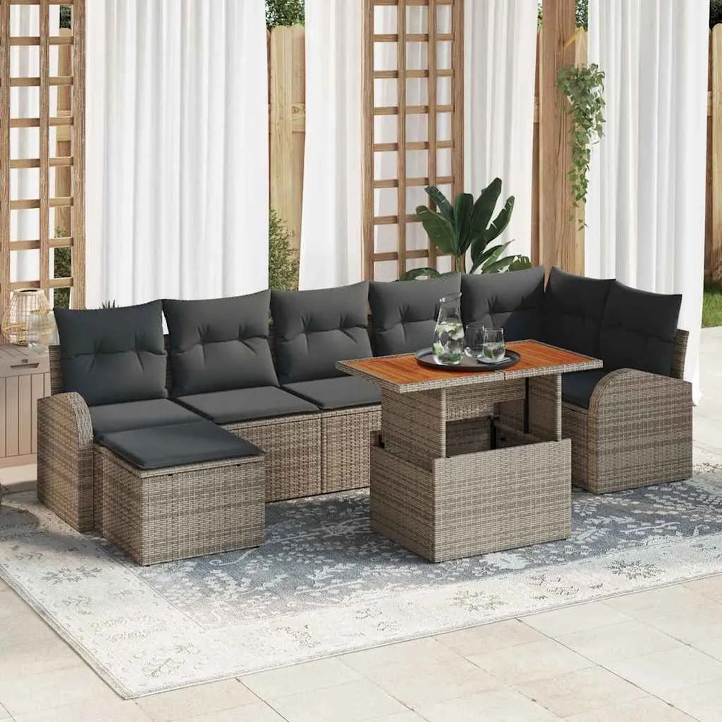 vidaXL Σετ Καναπέ Κήπου με μαξιλάρι 8 pcs Γκρι