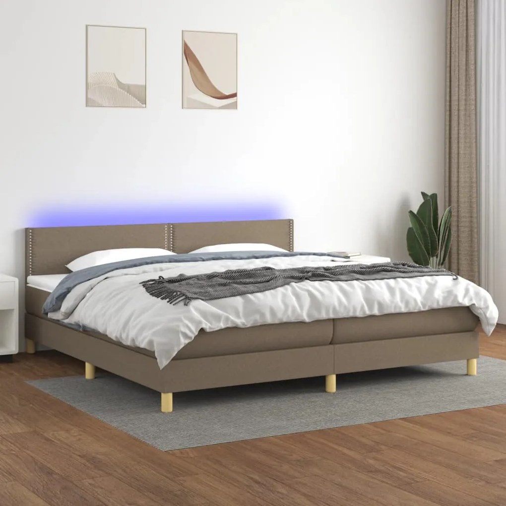 ΚΡΕΒΑΤΙ BOXSPRING ΜΕ ΣΤΡΩΜΑ &amp; LED TAUPE 200X200 ΕΚ. ΥΦΑΣΜΑΤΙΝΟ 3133665