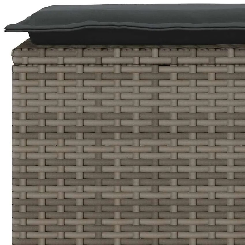 Πάγκος κήπου με μαξιλάρι γκρι 110x40x44 cm Poly Rattan - Γκρι