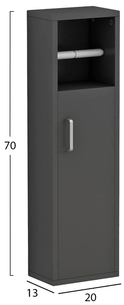 Ντουλάπι μπάνιου DAMIEN C9025.11 Μελαμίνη Ανθρακί 20x13x70Y εκ. 20x13x70 εκ.