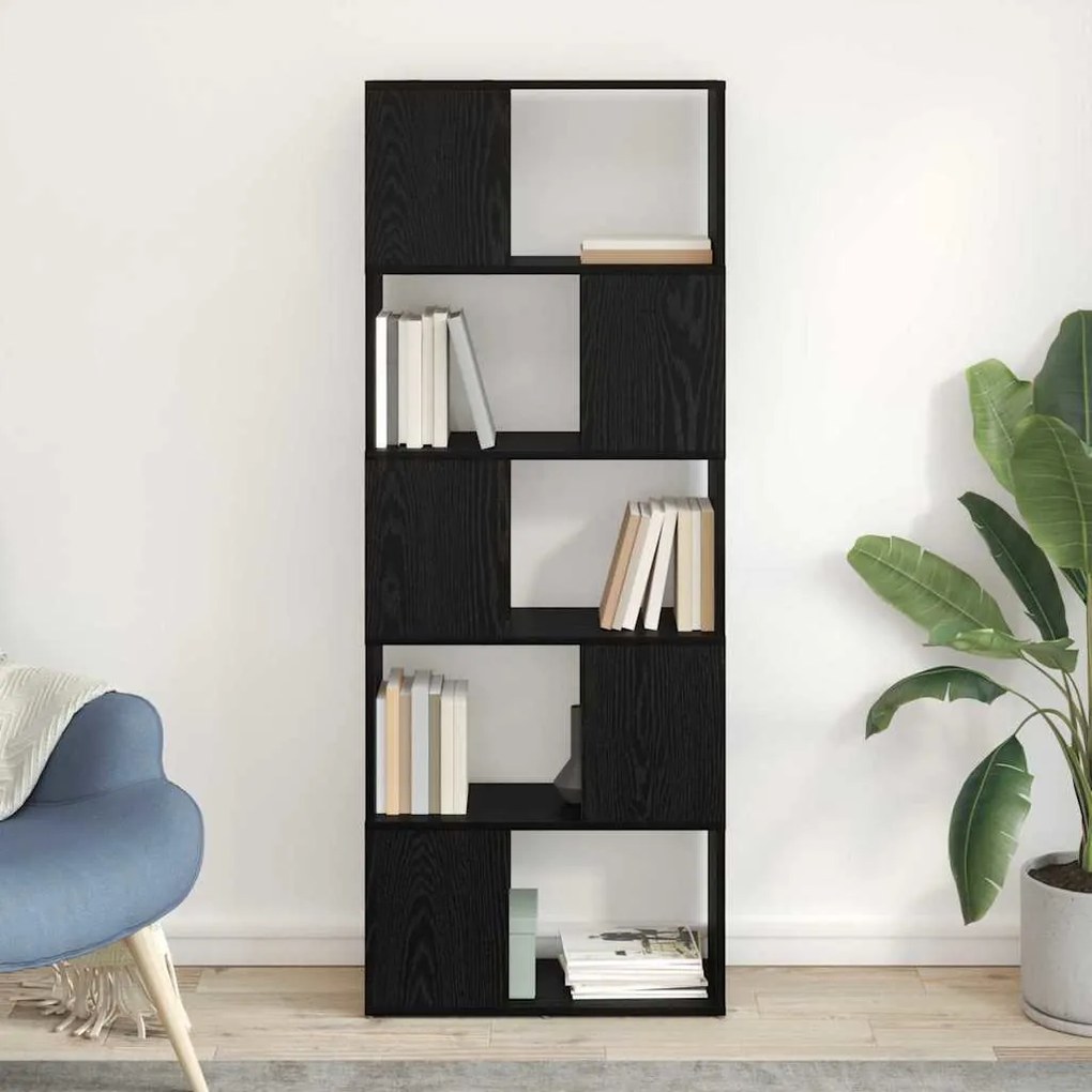 vidaXL Κέντρο ψυχαγωγίας Μαύρο 60 x 24 x 155 εκ Επεξεργασμένο ξύλο