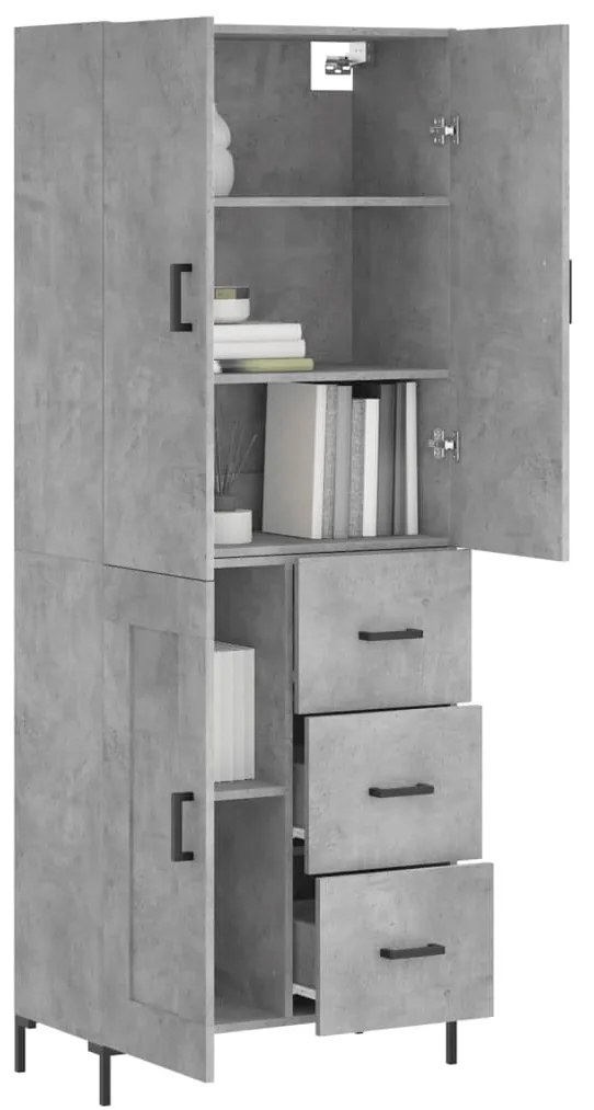 vidaXL Ντουλάπι Γκρι Σκυροδέματος 69,5x34x180 εκ. Επεξεργασμένο Ξύλο