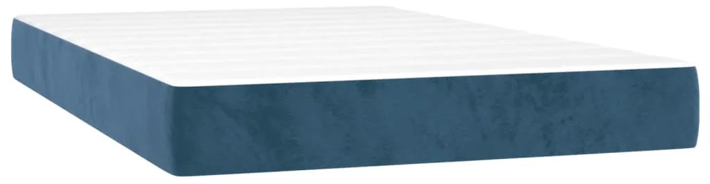 vidaXL Κρεβάτι Boxspring με Στρώμα &amp; LED Σκ. Μπλε 120x200εκ. Βελούδινο