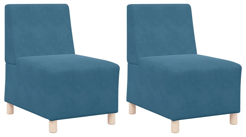 vidaXL Καναπέδες 2 pcs Μπλε 55 x 74 x 82 εκ. Βελούδο