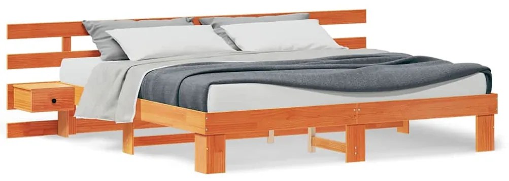 vidaXL Σκελετός Κρεβατιού με συρτάρι Καφέ 180 x 200 cm Μασίφ ξύλο