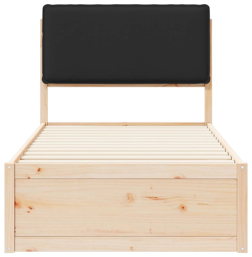 vidaXL Σκελετός Κρεβατιού με Επενδεδυμένο Κεφαλάρι Μαύρο 100 x 200 cm