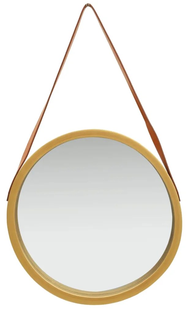 vidaXL Καθρέφτης Τοίχου με Λουρί Χρυσός 50 εκ.