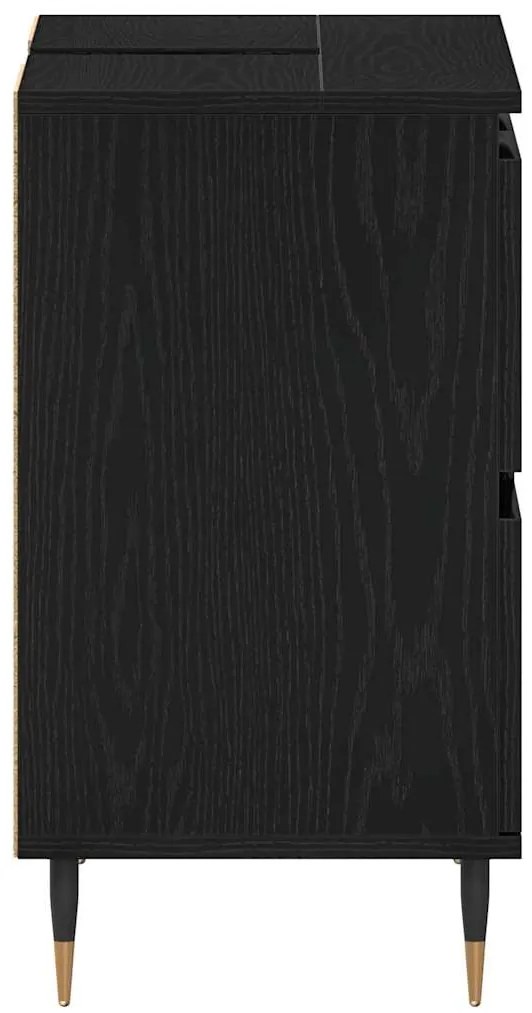 vidaXL Ντουλάπα Νιπτήρα Mπάνιου με συρτάρι Μαύρη Οξυά 80 x 33 x 60 εκ