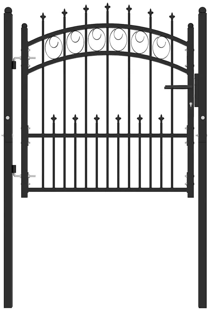 vidaXL Πόρτα Περίφραξης με Ακίδες Μαύρη 100 x 100 εκ. Ατσάλινη