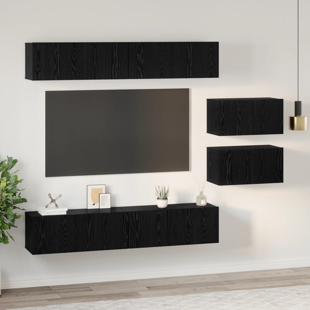 vidaXL Σετ επίπλου τηλεόρασης 6 pcs Μαύρη δρυς 80 x 30 x 30.5 εκ