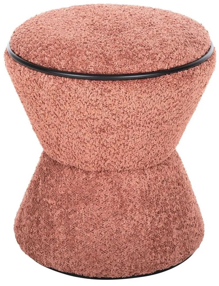 Σκαμπό Στρογγυλό Linner HM9604.02 Φ38x44cm Με Μπουκλέ Ύφασμα Pink-Black Ύφασμα
