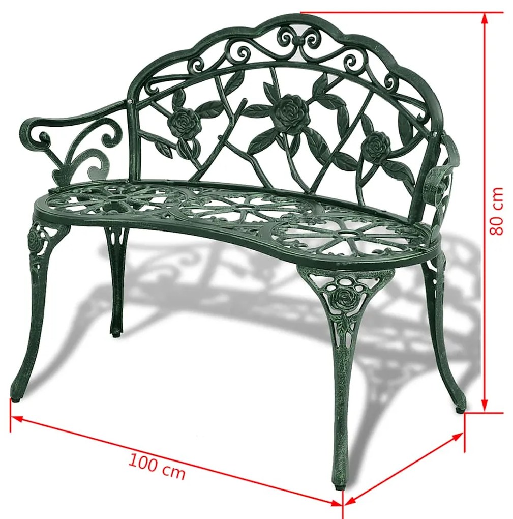 vidaXL Παγκάκι Κήπου 100 εκ. Πράσινο από Χυτό Αλουμίνιο