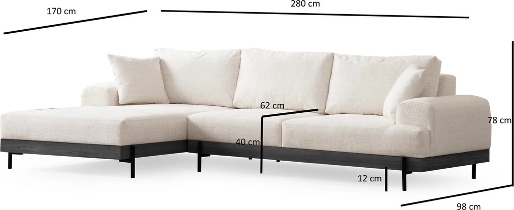 Corner Sofa Eti Black Left - White White
