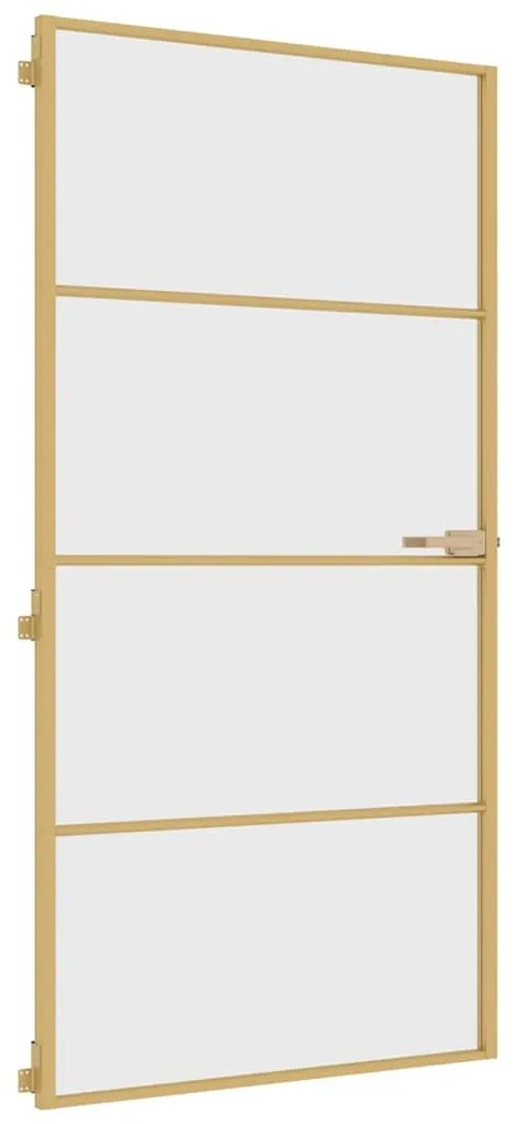 vidaXL Εσωτερική Πόρτα Χρυσή 102,5x201,5 εκ. Ψημένο Γυαλί &amp; Αλουμίνιο