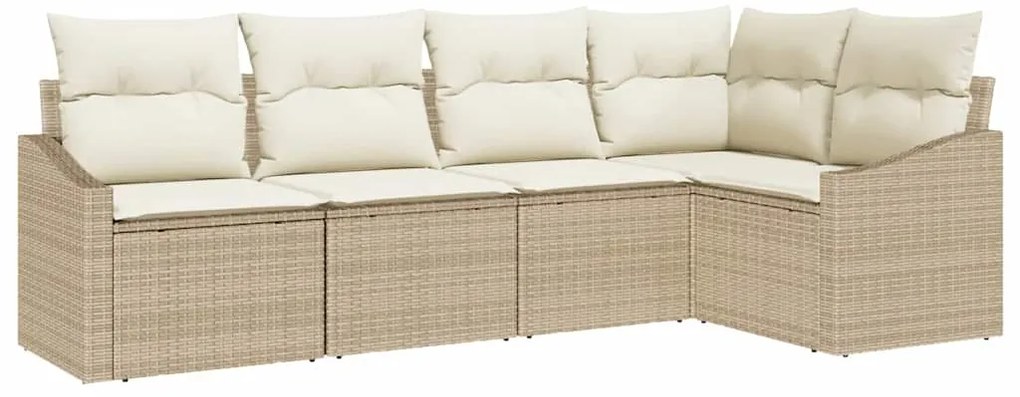 vidaXL Σέτ φαγητού για κήπο με μαξιλάρι 5 pcs Μπεζ, Κρέμα
