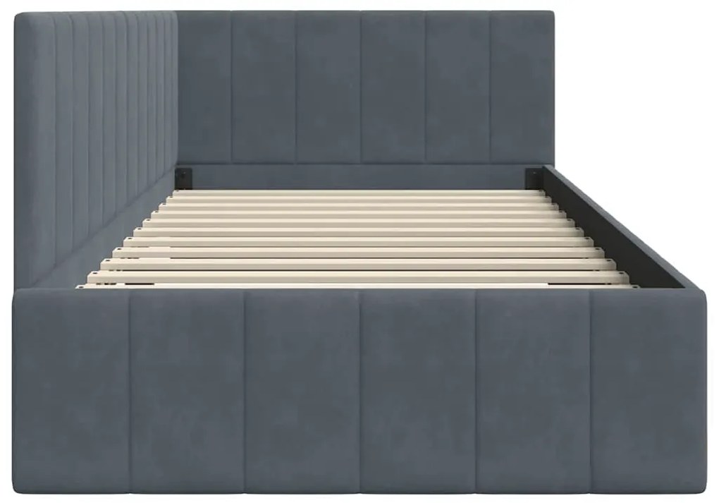 vidaXL Κρεβάτι Γωνίας με κεφαλάρι Σκούρο Γκρι 100 εκ x 200 εκ Βελούδο