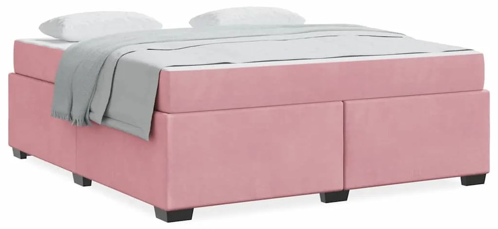 vidaXL Σκελετός Κρεβατιού με στρώμα Ροζ 180 x 200 cm Βελούδο