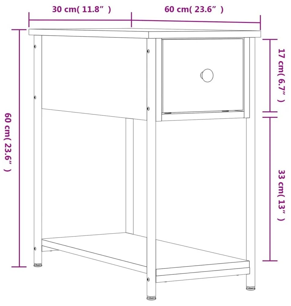 Κομοδίνα 2 τεμ. Μαύρα 30 x 60 x 60 εκ. από Επεξεργασμένο Ξύλο - Μαύρο