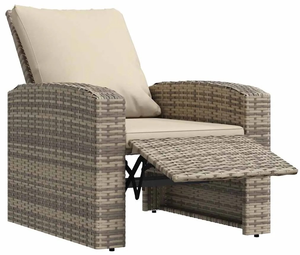 vidaXL Καρέκλα Κήπου Ανακλινόμενη Αν. Καφέ Συνθετικό Ρατάν & Μαξιλάρια