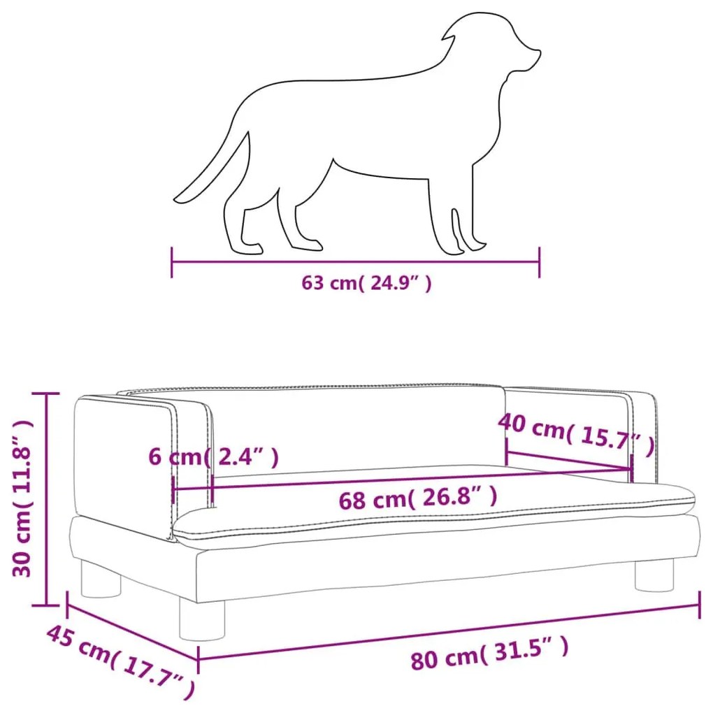 Κρεβάτι Σκύλου Μαύρο 80 x 45 x 30 εκ. από Συνθετικό Δέρμα - Μαύρο