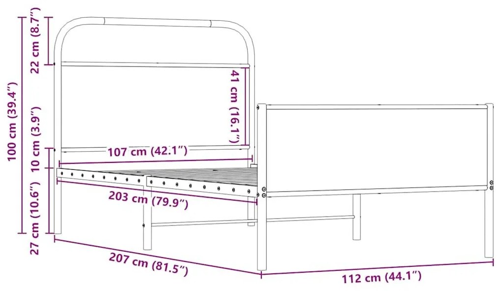 Πλαίσιο Κρεβατιού Χωρ. Στρώμα Sonoma Δρυς 107x203 εκ Επ. Ξύλο - Καφέ