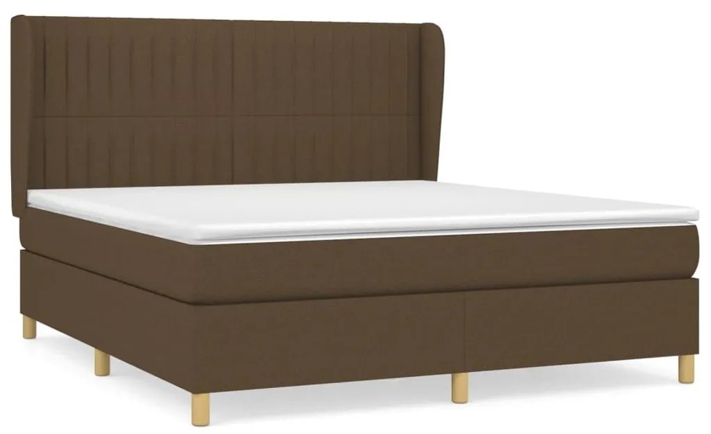 Κρεβάτι Boxspring με Στρώμα Σκούρο Καφέ 180x200 εκ Υφασμάτινο - Καφέ
