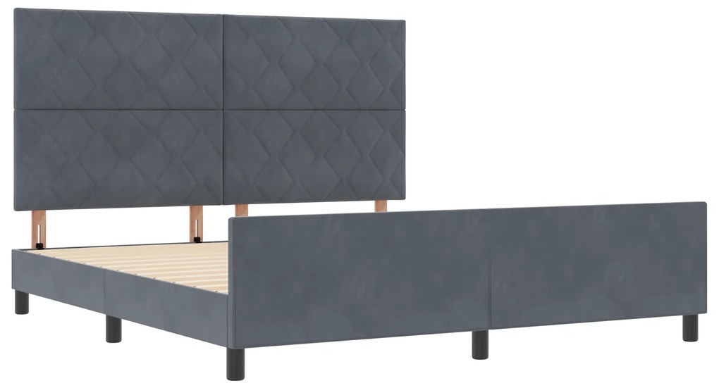 vidaXL Κρεβάτι Σκούρο Γκρι 180x200 εκ. Βελούδο