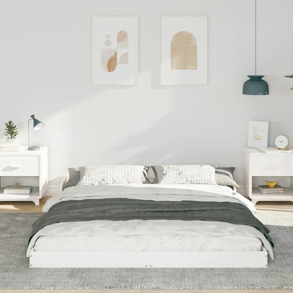 vidaXL Σκελετός Κρεβατιού Λευκό 140 x 220 cm Μασίφ ξύλο πεύκου