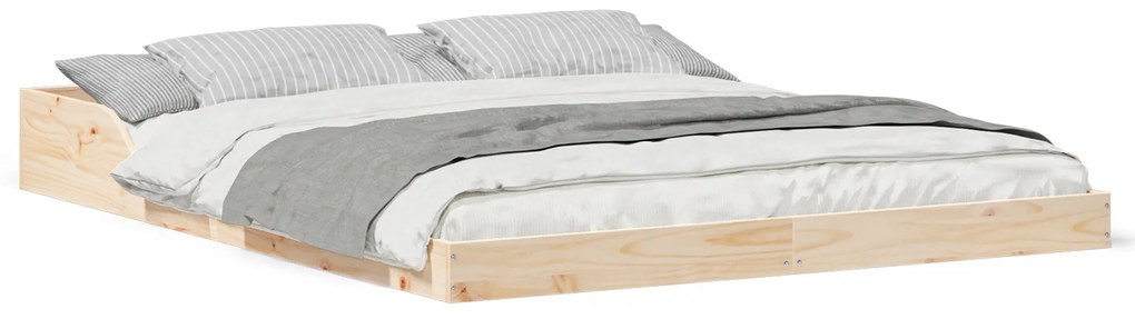 vidaXL Σκελετός Κρεβατιού Καφέ 140 x 220 cm Μασίφ ξύλο πεύκου