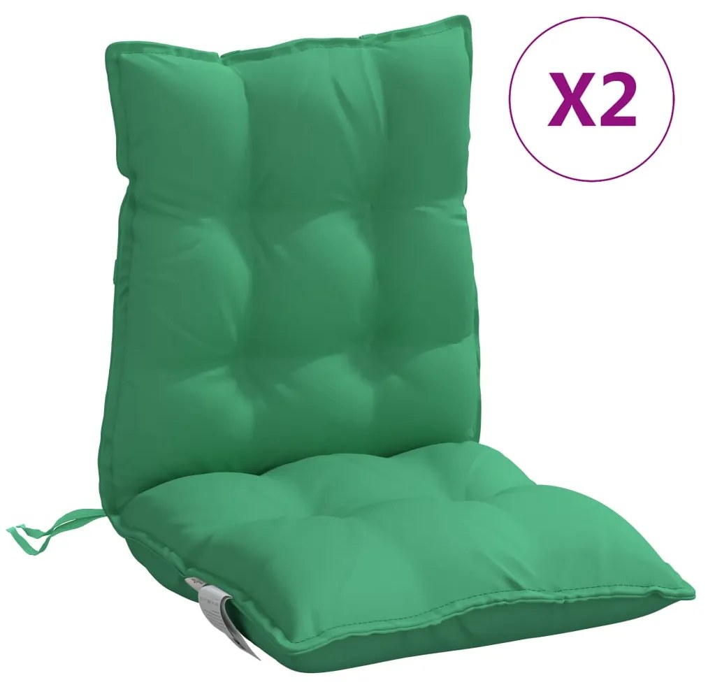 vidaXL Μαξιλάρια Καρέκλας Χαμηλή Πλάτη 2 τεμ. Πράσινο Ύφασμα Oxford