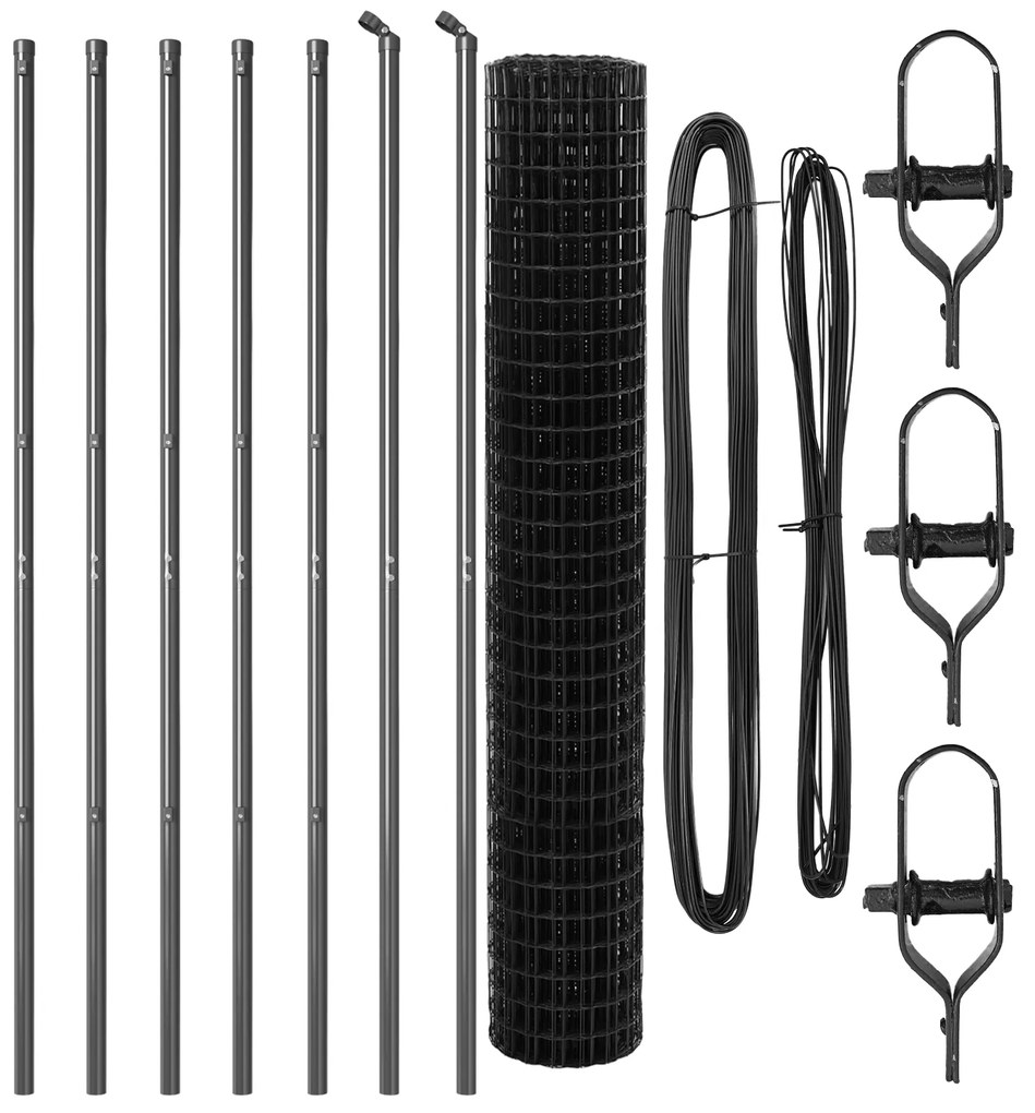 vidaXL Euro Fence με 7 Πόλους 1.6x10 μ Γαλβανισμένο Χάλυβα Γκρι