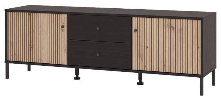 Έπιπλο Τηλεόρασης Correze 3K2F2V Μαύρος Δρύς - Artisan Oak 157x40x55 εκ. 157x40x55 εκ.