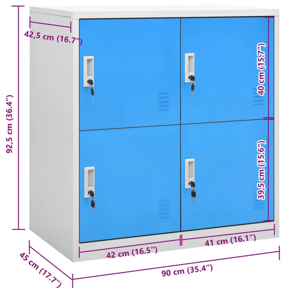 vidaXL Φοριαμός Ανοιχτό Γκρι / Μπλε 90 x 45 x 92,5 εκ. Ατσάλινος