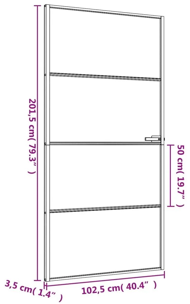 Εσωτερική Πόρτα Μαύρη 102,5x201,5 εκ. Ψημένο Γυαλί &amp; Αλουμίνιο - Μαύρο