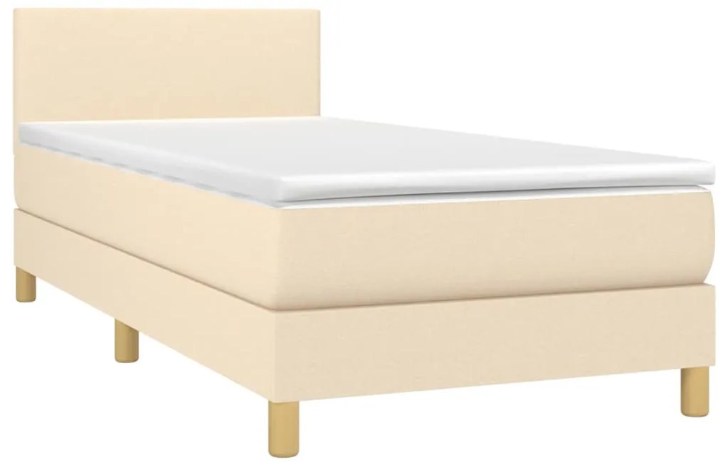 vidaXL Κρεβάτι Boxspring με Στρώμα Κρεμ 80 x 200 εκ. Υφασμάτινο