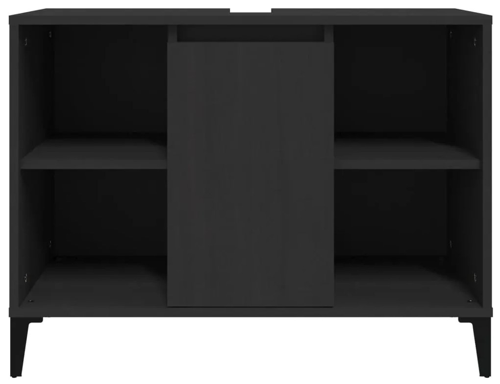 vidaXL Ντουλάπι Νιπτήρα Μαύρο 80 x 33 x 60 εκ. Επεξεργασμένο Ξύλο