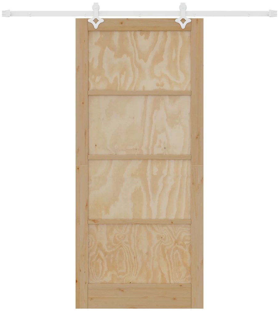 vidaXL Συρόμενη Πόρτα με σετ υλικών 93x211 cm από μασίφ ξύλο πεύκου
