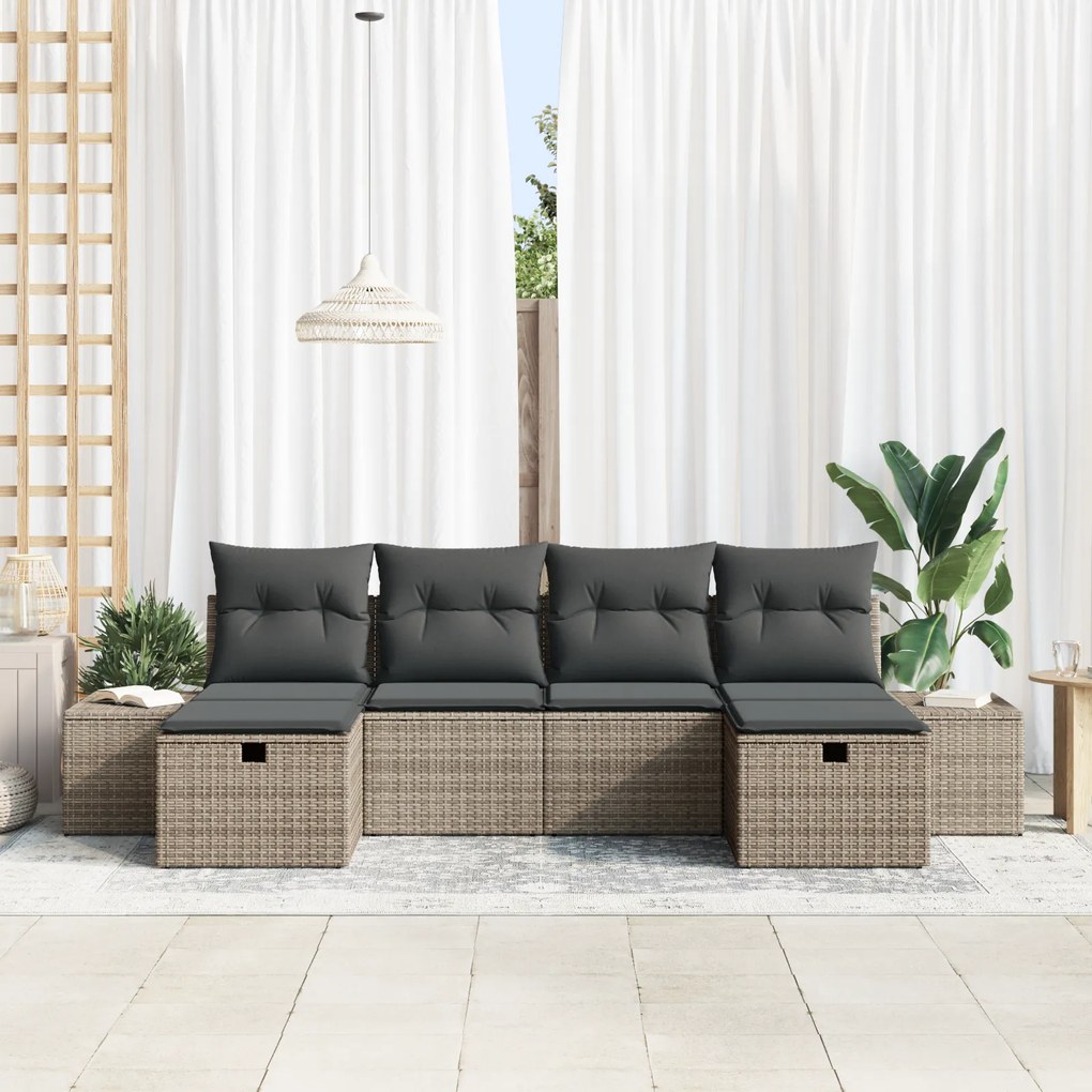 vidaXL Σετ Καναπέ Κήπου 6 pcs Γκρι 55 x 62 x 69 εκ Πολυ ράταν
