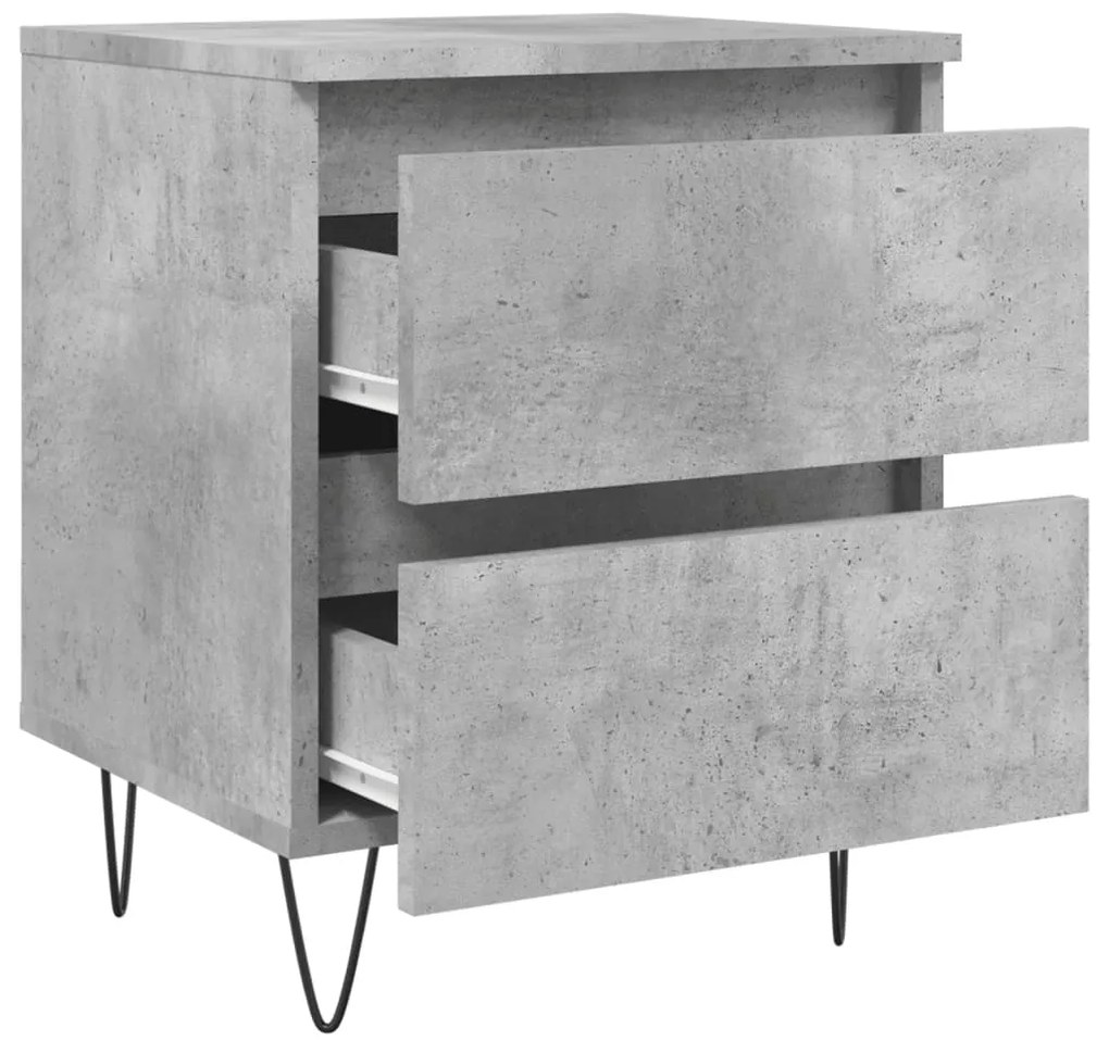 vidaXL Κομοδίνα 2 τεμ. Γκρι Σκυροδ. 40x35x50 εκ. Επεξεργασμένο Ξύλο