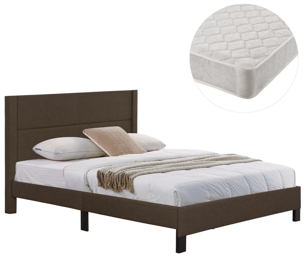 ΚΡΕΒΑΤΙ ΔΙΠΛΟ &amp; ΣΤΡΩΜΑ TRILLOP HM21202.13 ΚΑΦΕ ΥΦΑΣΜΑ--ΓΙΑ 160x200εκ
