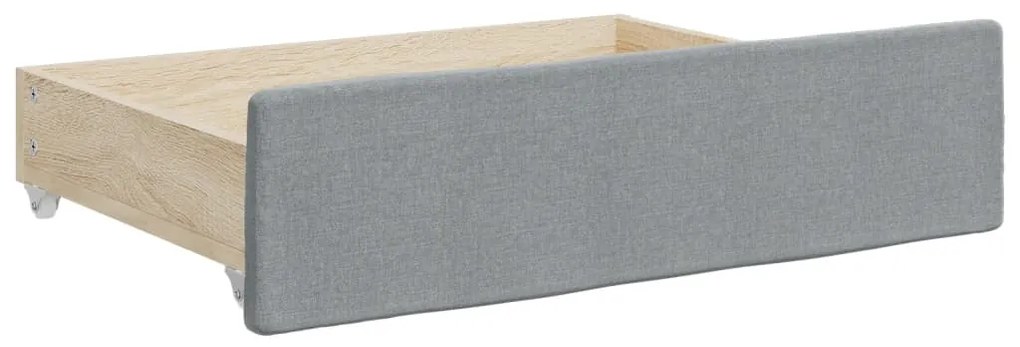 vidaXL Καναπές Κρεβάτι Συρόμενος Αν. Γκρι 100x200 εκ Ύφασμα &amp; Συρτάρια