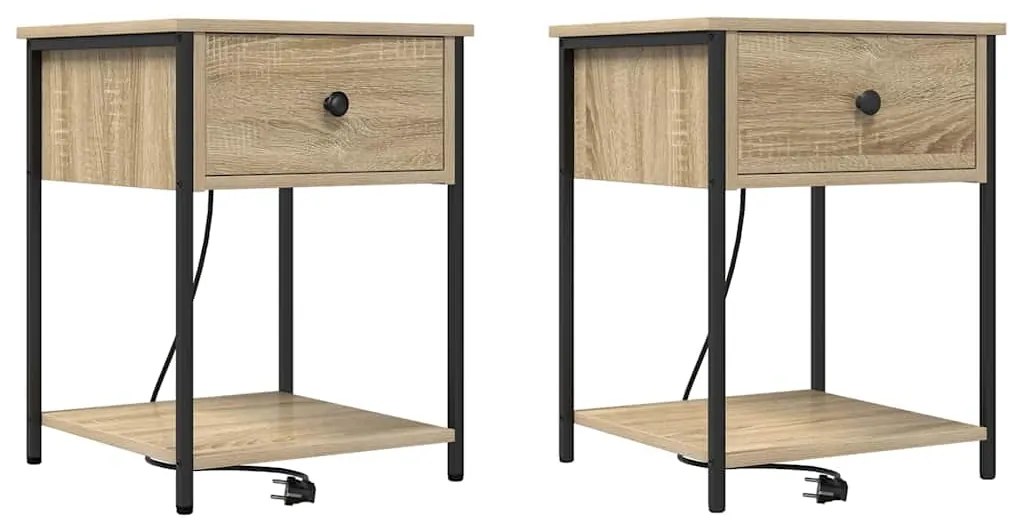vidaXL Κομοδίνο 2 pcs Sonoma Δρυς 42 x 41 x 56 εκ. Επεξεργασμένο ξύλο