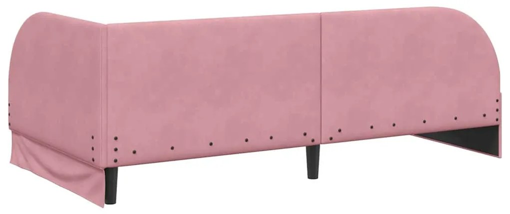 vidaXL Κρεβάτι Γωνίας με κεφαλάρι Ροζ 90 x 200 cm Βελούδο