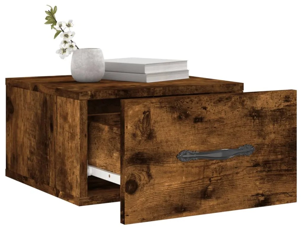 vidaXL Κομοδίνα Επιτοίχια 2 τεμ. Καπνιστή Δρυς 35x35x20 εκ.