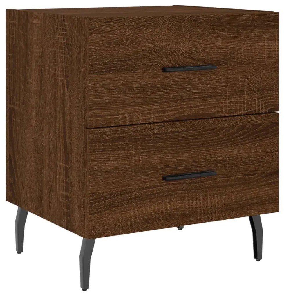 vidaXL Κομοδίνα 2 τεμ. Καφέ Δρυς 40 x 35 x 47,5 εκ. από Επεξεργ. Ξύλο
