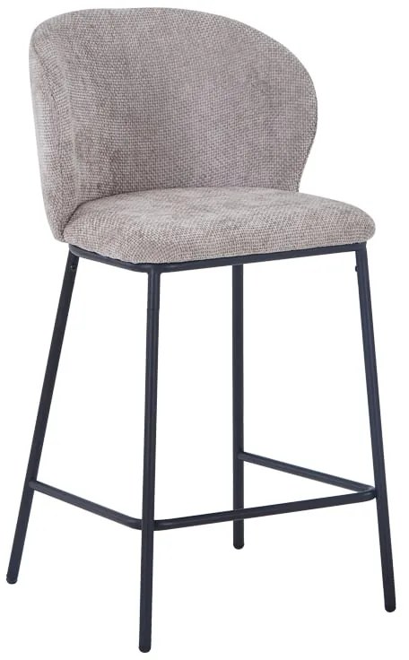 Σκαμπό μπαρ Karg pakoworld μπεζ ύφασμα-πόδι μαύρο μέταλλο 49x46x93εκ