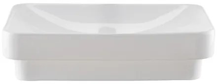 VEVOR Semi Recessed Bathroom Sink, 490 x 305 mm Rectangular White Ceramic Vessel Sink with 45 mm Drain Hole, Drop in Modern Lavatory Vanity Bath Wash Bowl Basin, Rectangle for Bathroom Small Space