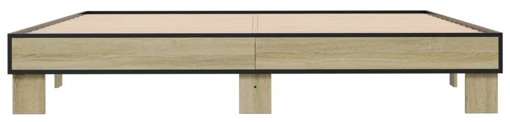 vidaXL Πλαίσιο Κρεβατιού Sonoma Δρυς 200x200 εκ. Επεξ. Ξύλο &amp; Μέταλλο