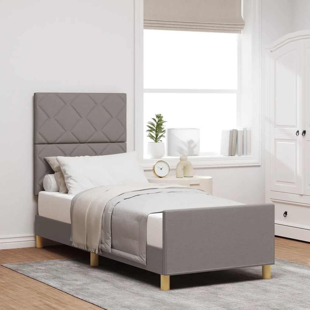 vidaXL Σκελετός Κρεβατιού με κεφαλάρι Taupe 80 x 200 cm ύφασμα