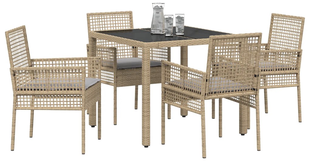 vidaXL Σέτ φαγητού για κήπο 5 pcs Μπεζ 90 x 90 x 75 cm